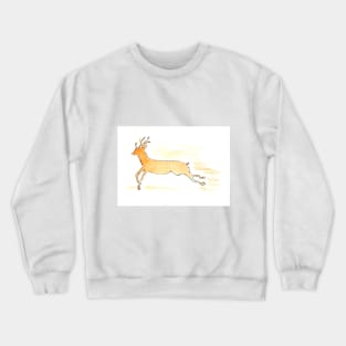 Reindeer in motion, animal portrait. Watercolor illustration on a winter theme, congratulations Crewneck Sweatshirt